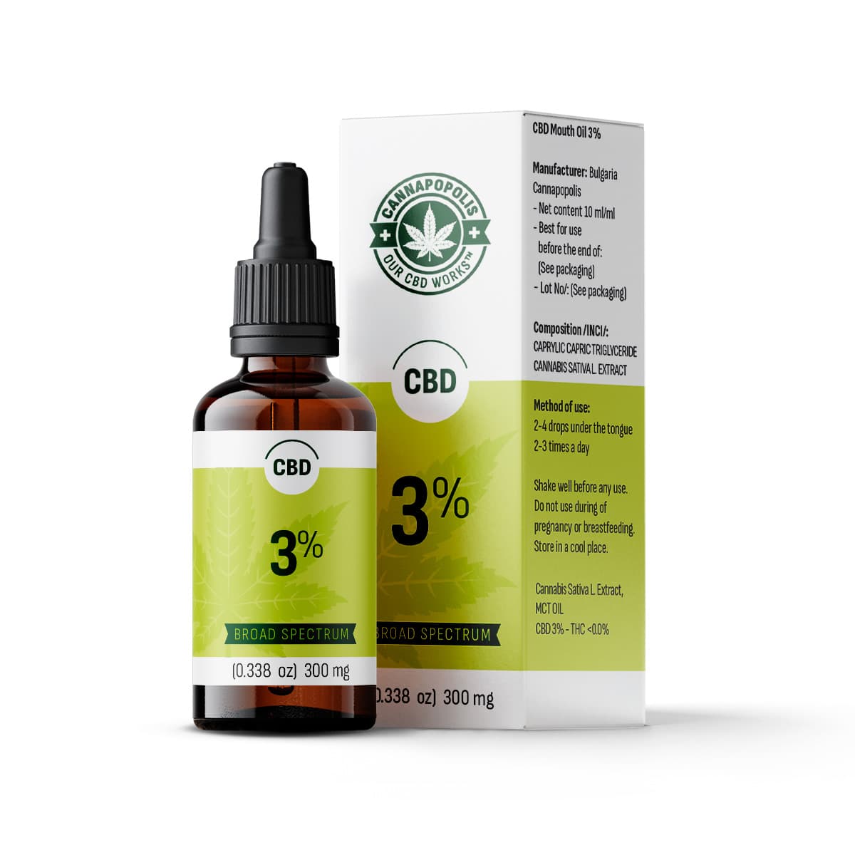 Olejek CBD Cannapopolis 3%, 300 mg CBD w 10 ml